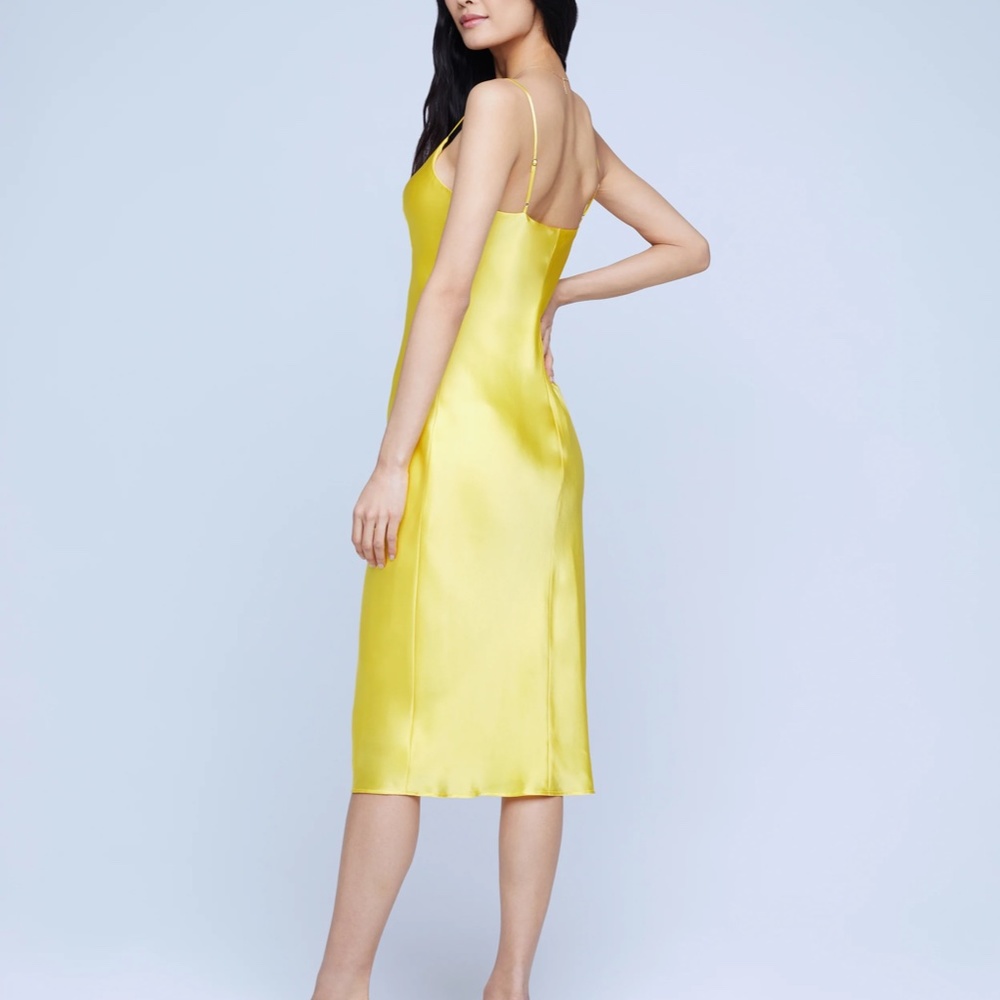 STUNNING BNWT Yellow L'Agence Silk Slip Dress and Cropped Blazer - Picture 3 of 3